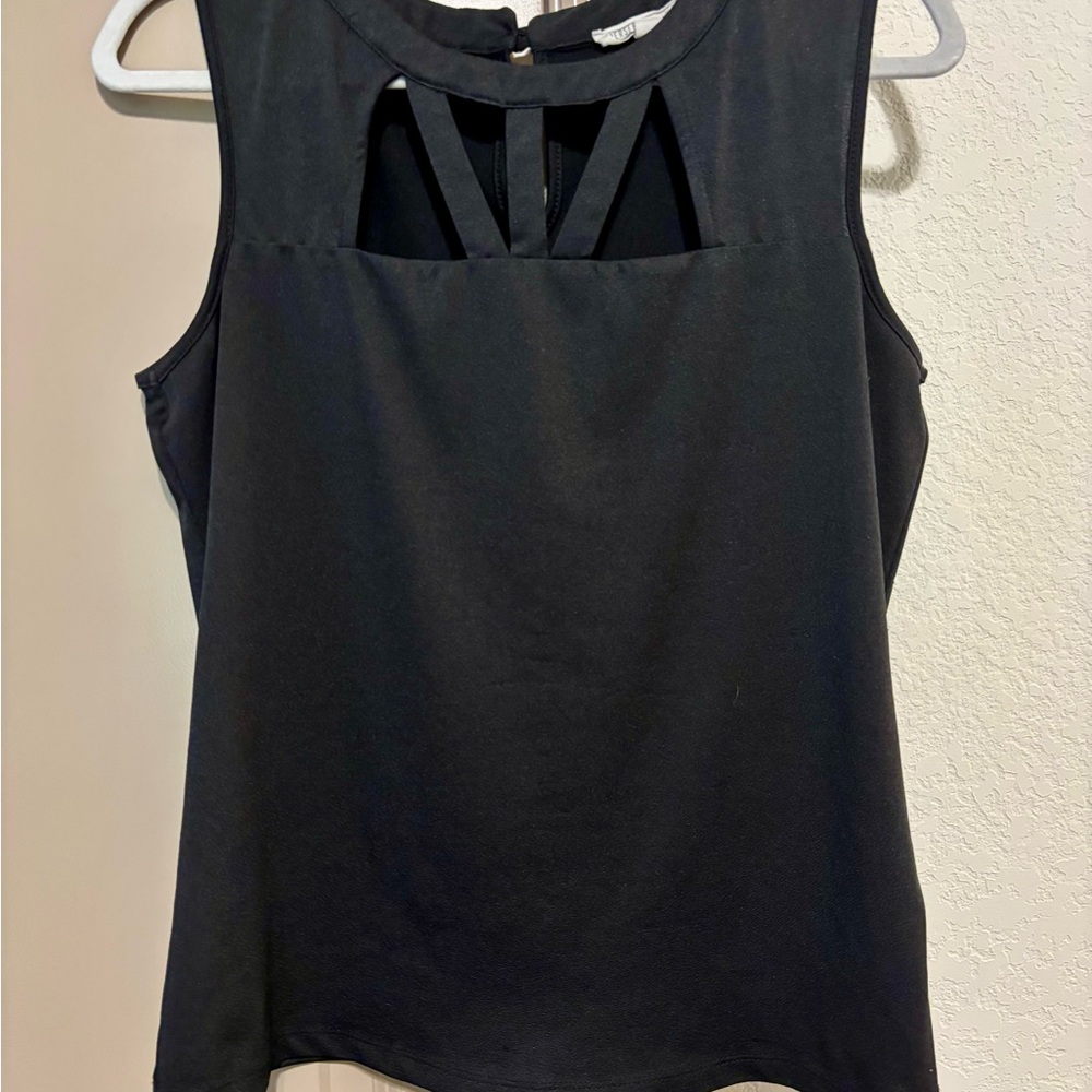 PerSeption Concept Black Sleeveless Cut Out Tank Top
